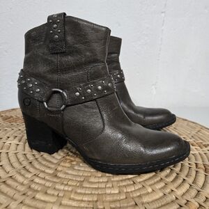 Born Olive Green Western Ankle Boots